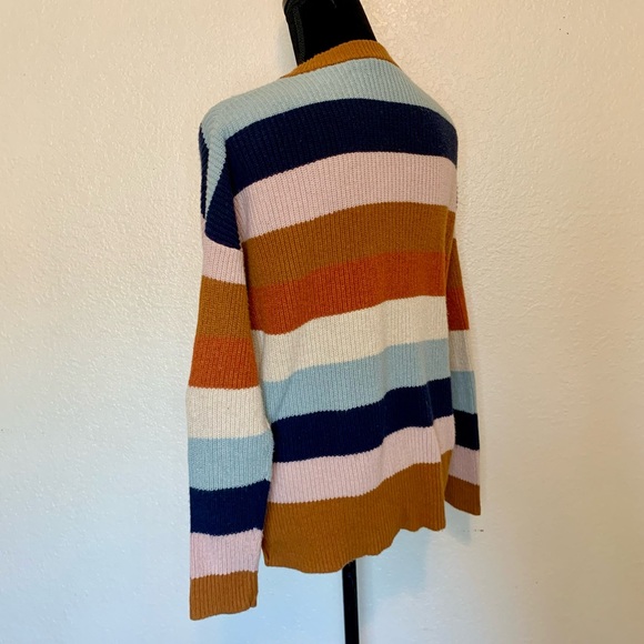 Madewell Thompson Pocket Pullover Sweater Rainbow Stripe Size Small - Picture 8 of 14